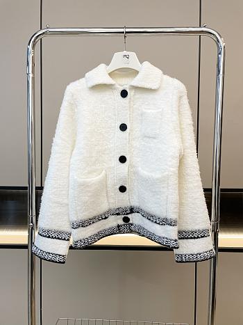 Dior Caro Jacket Ecru Wool-Blend Fleece Knit