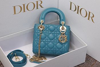 Dior Mini Lady Bag Blue Gold 17cm