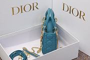 Dior Mini Lady Bag Blue Gold 17cm - 3