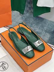 Hermes Innocente Slingback Castleton Green Flat - 1