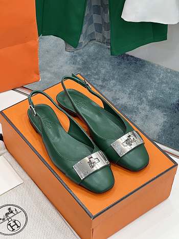 Hermes Innocente Slingback Castleton Green Flat