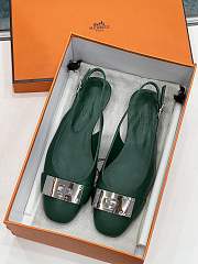 Hermes Innocente Slingback Castleton Green Flat - 5