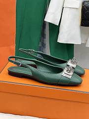 Hermes Innocente Slingback Castleton Green Flat - 2