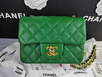 Chanel Mini Flap Bag Green Caviar Gold 17cm