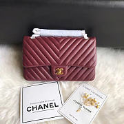 Chanel Flap Bag Chevron Red Wine Lambskin Gold 25cm - 1