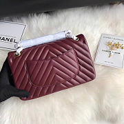 Chanel Flap Bag Chevron Red Wine Lambskin Gold 25cm - 4