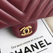 Chanel Flap Bag Chevron Red Wine Lambskin Gold 25cm - 2