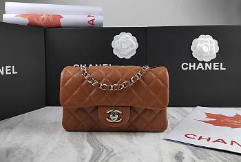 Chanel Flap Bag Caramel Lambskin Silver 20cm