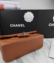 Chanel Flap Bag Caramel Lambskin Silver 20cm - 6