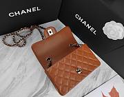 Chanel Flap Bag Caramel Lambskin Silver 20cm - 4