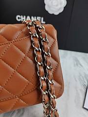 Chanel Flap Bag Caramel Lambskin Silver 20cm - 3