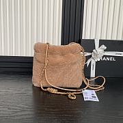 Chanel Mini 22 Bag Fleece Gold Brown 20x19x6cm - 6