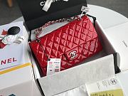 Chanel Flap Bag Red Patent Silver 25cm - 1