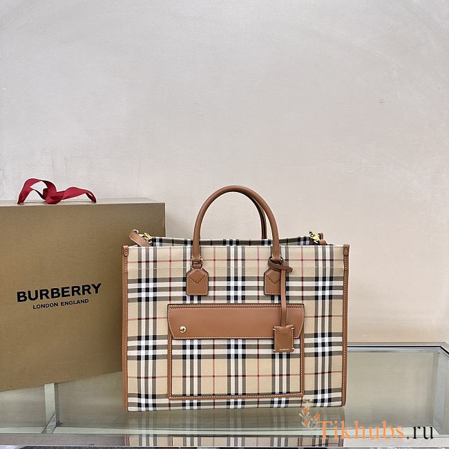 Burberry Medium Freya Tote Brown Beige 40x16x30cm - 1