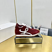 Loewe Flow Runner In Nylon And Suede Burgundy - 1