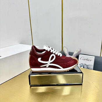 Loewe Flow Runner In Nylon And Suede Burgundy