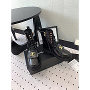 Chanel CC Short Boots Gold Logo Print Lambskin Black - 1