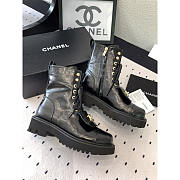 Chanel CC Short Boots Gold Logo Print Lambskin Black - 5