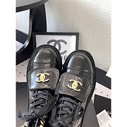 Chanel CC Short Boots Gold Logo Print Lambskin Black - 2