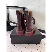 Chanel CC Short Boots Gold Logo Print Lambskin Red Wine - 4