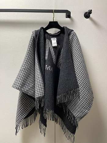 Fendi Poncho With Hood Grey 140x160cm