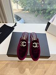 Chanel Velvet Red Wine Slides - 1