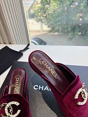 Chanel Velvet Red Wine Slides - 5