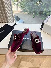 Chanel Velvet Red Wine Slides - 4