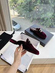 Chanel Velvet Red Wine Slides - 3