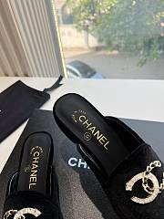 Chanel Velvet Black Slides - 3