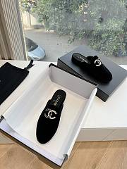 Chanel Velvet Black Slides - 2