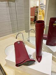 Givenchy Shark Lock Leather Knee-high Boots Red Wine - 5