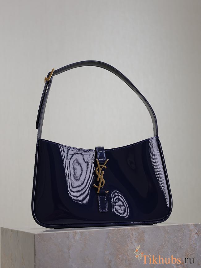 YSL LE 5 À 7 Shoulder Bag Blue Patent 23x16x6.5cm - 1