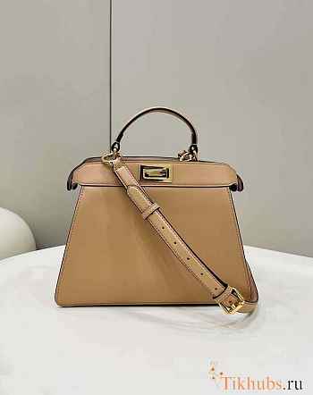 Fendi Peekaboo ISeeU Small Apricot Leather Bag 27x21x11cm