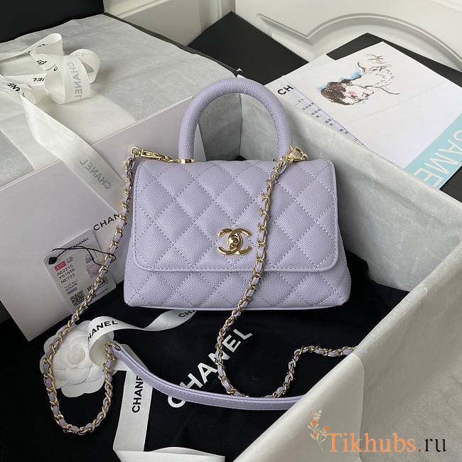 Chanel Mini Coco Handle Light Purple Caviar 19x13x9cm - 1