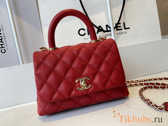 Chanel Mini Coco Handle Red Caviar 19x13x9cm - 1