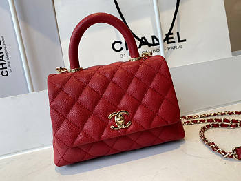 Chanel Mini Coco Handle Red Caviar 19x13x9cm