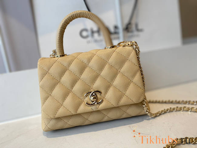 Chanel Mini Coco Handle Beige Caviar 19x13x9cm - 1