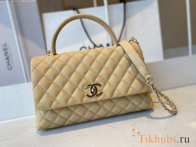 Chanel Coco Handle Flap Bag Beige Caviar 29cm - 1