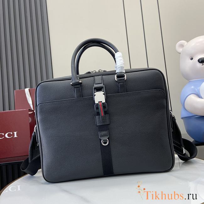 Gucci Medium Briefcase With Web Black 37x29x7cm - 1