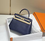 Hermes Kelly 25 Togo Gold Navy Blue Bag 25cm - 1