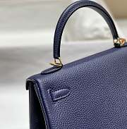 Hermes Kelly 25 Togo Gold Navy Blue Bag 25cm - 5