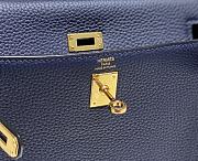 Hermes Kelly 25 Togo Gold Navy Blue Bag 25cm - 3