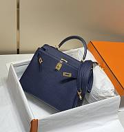 Hermes Kelly 25 Togo Gold Navy Blue Bag 25cm - 4