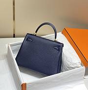 Hermes Kelly 25 Togo Gold Navy Blue Bag 25cm - 2