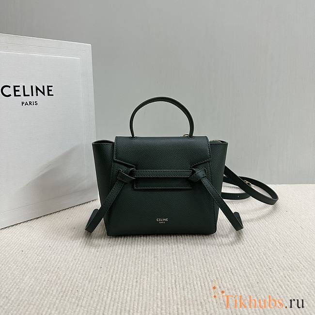 Celine Belt Pico Bag Green Grained Calfskin 16x21x8cm - 1