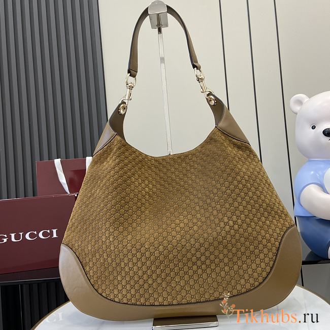 Gucci B Medium Shoulder Bag Brown Suede 49x46x4cm - 1