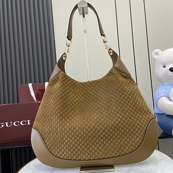 Gucci B Medium Shoulder Bag Brown Suede 49x46x4cm