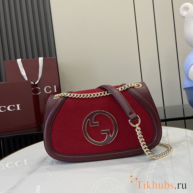 Gucci Blondie Small Shoulder Bag Suede Red 26x16x8cm - 1