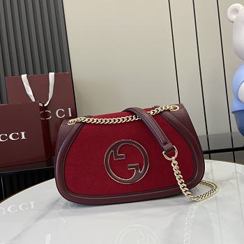 Gucci Blondie Small Shoulder Bag Suede Red 26x16x8cm